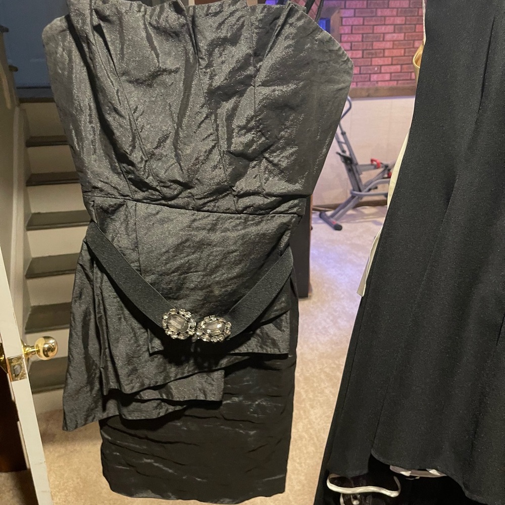 Black strapless cocktail dress